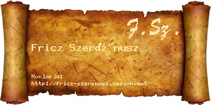 Fricz Szerénusz névjegykártya